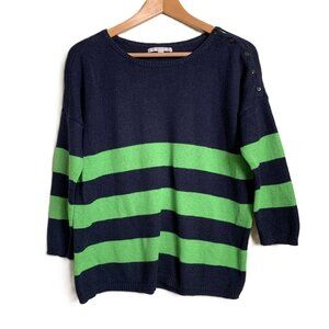 Gap Cashmere Blend Navy/Green Striped Sweater Small